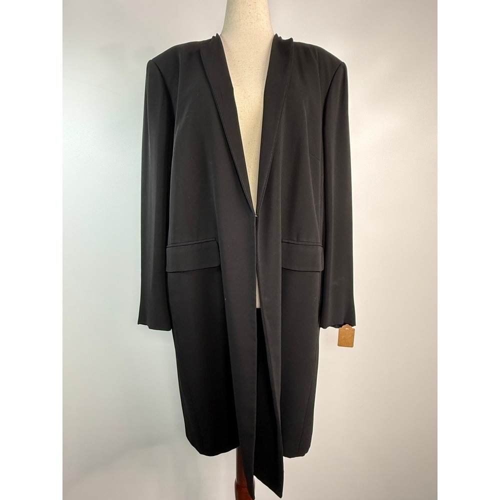 Lauren Ralph Lauren Black Longline Blazer Coat Open Front Plus Size 20W
